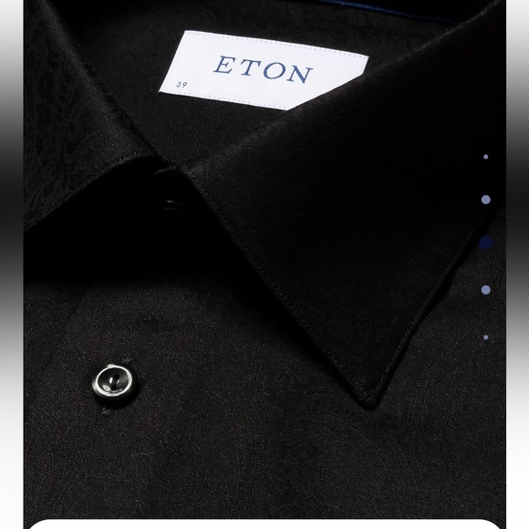 Eton Other - Eton Black Paisley Jacquard Tuxedo Shirt slim